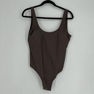 Rhythm swimsuit XXL brown piece swim beach scoop neck minimalist summer plus